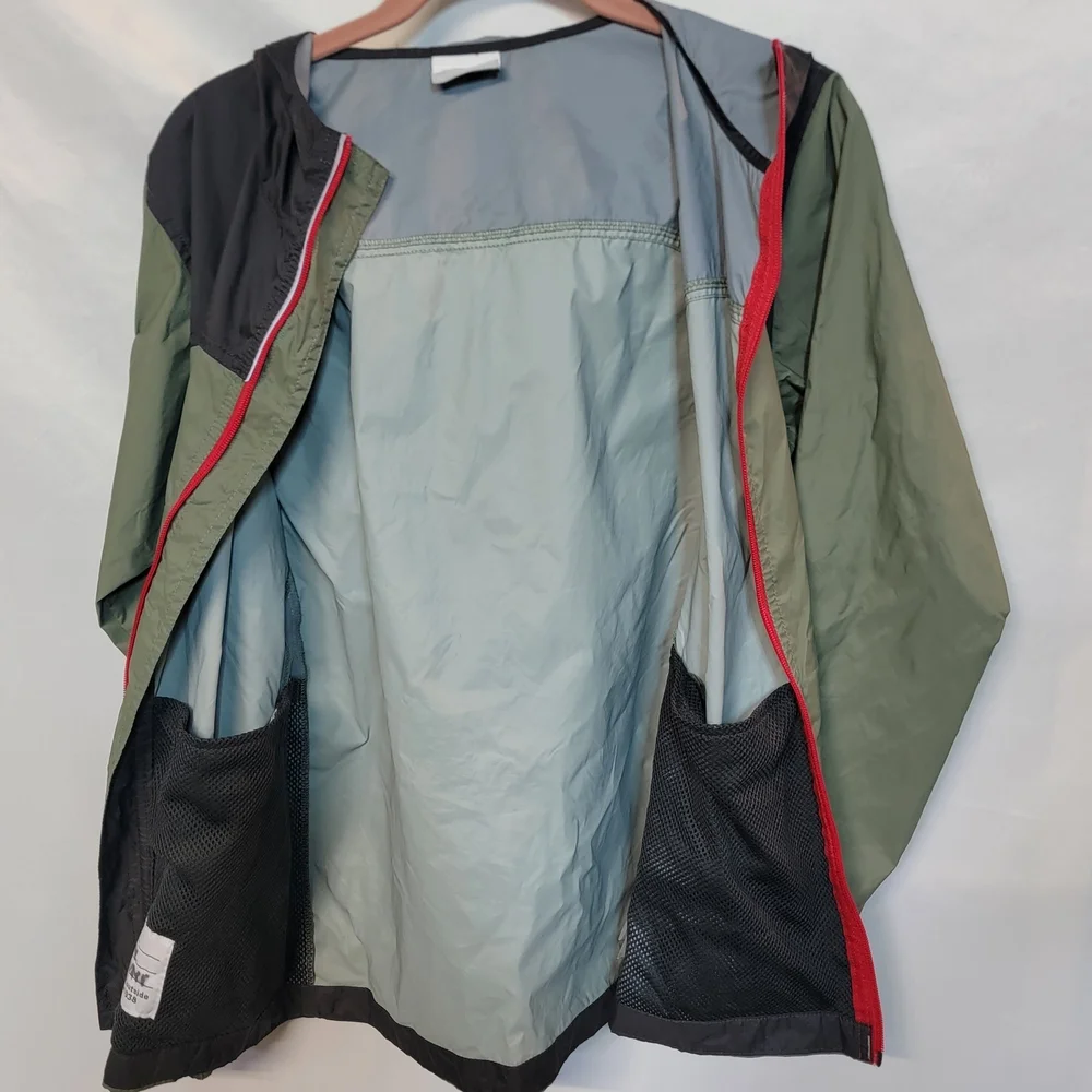 Columbia Green and Black Windbreaker Jacket Boys Size Large